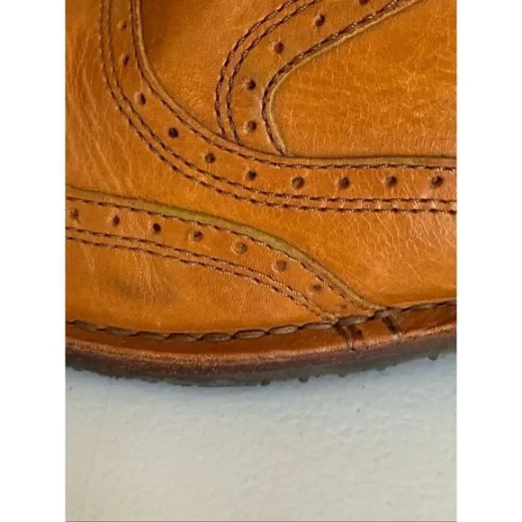 Sebago Men's Brattle Wing Tip Oxford Leather Shoe British Tan Vibram Sole SZ 7D